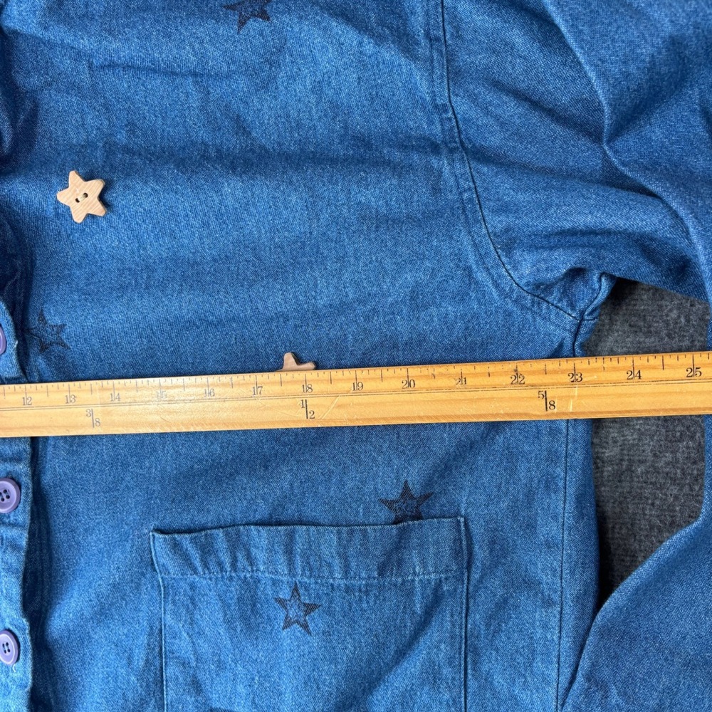 Christopher & Banks Denim Jumper Dress and Jacket Set Blue Cotton Star Stars L - Picture 9 of 13